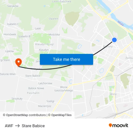 AWF to Stare Babice map