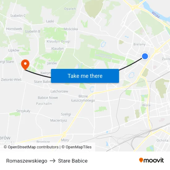 Romaszewskiego to Stare Babice map