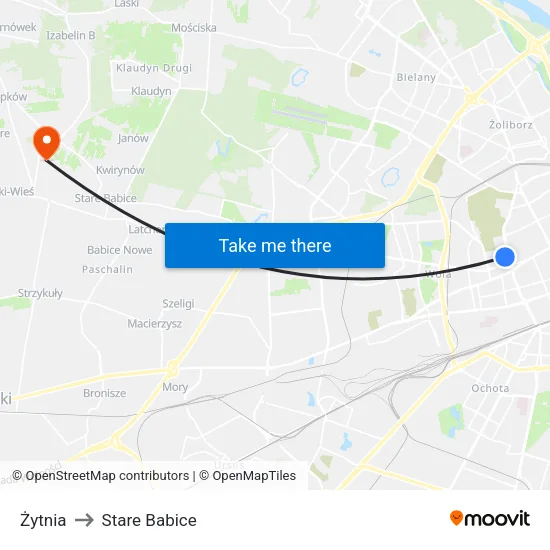 Żytnia to Stare Babice map