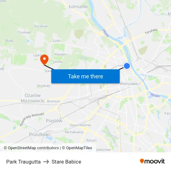 Park Traugutta to Stare Babice map