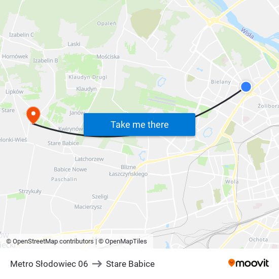 Metro Słodowiec to Stare Babice map