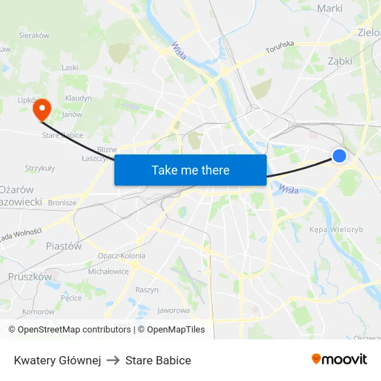 Kwatery Głównej to Stare Babice map