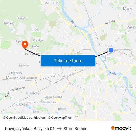 Kawęczyńska-Bazylika to Stare Babice map