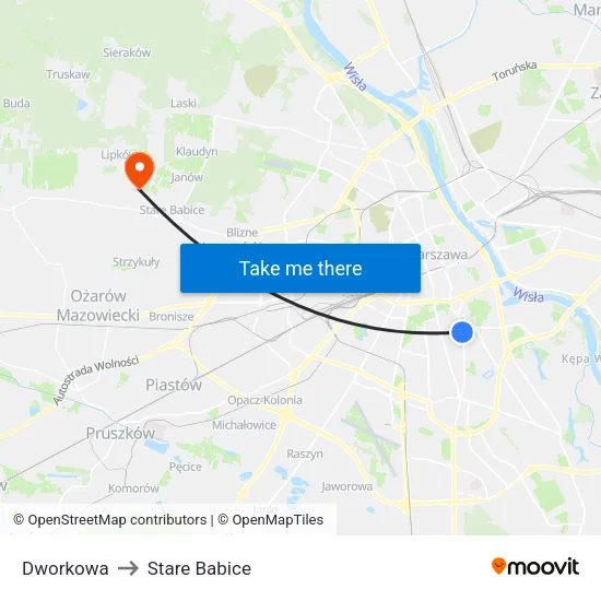 Dworkowa to Stare Babice map