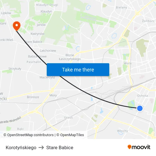 Korotyńskiego to Stare Babice map