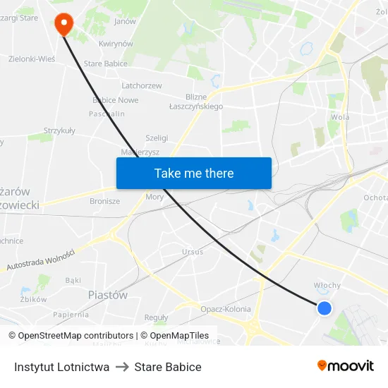 Instytut Lotnictwa to Stare Babice map