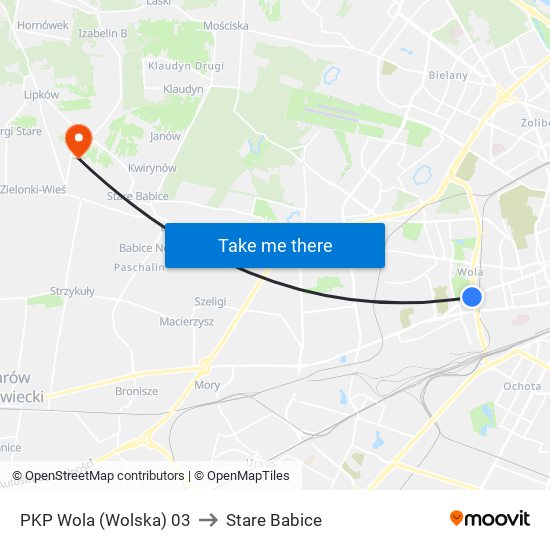 PKP Wola (Wolska) 03 to Stare Babice map