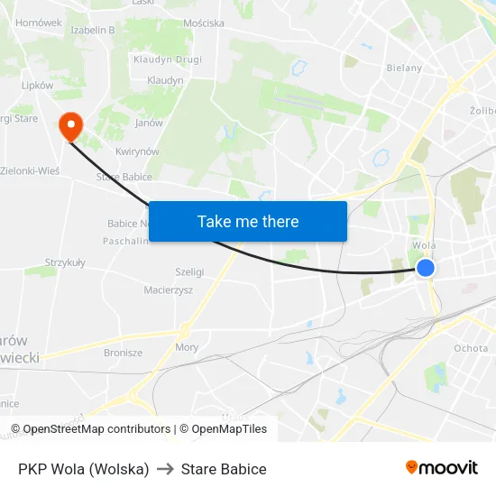 PKP Wola (Wolska) to Stare Babice map