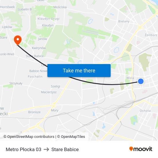 Metro Płocka 03 to Stare Babice map