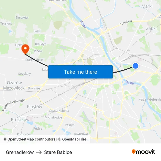 Grenadierów to Stare Babice map