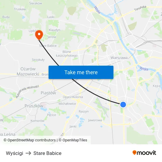 Wyścigi to Stare Babice map