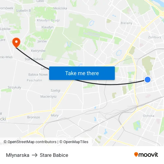 Młynarska to Stare Babice map