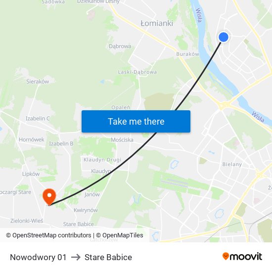 Nowodwory to Stare Babice map