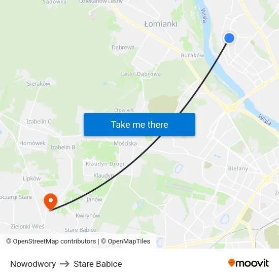 Nowodwory to Stare Babice map
