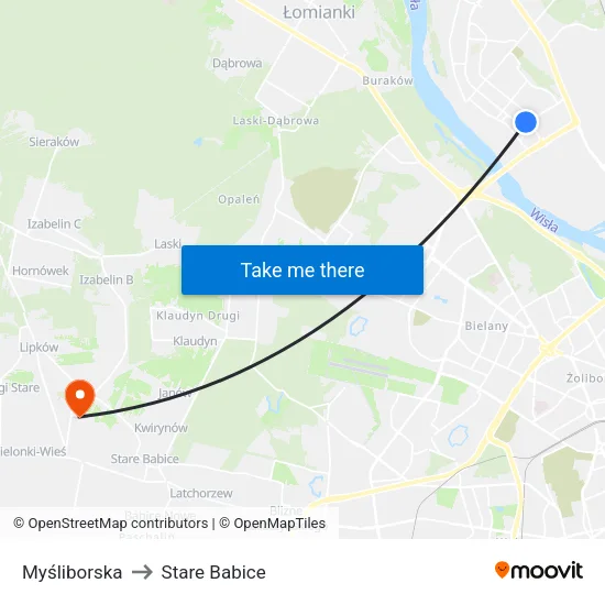 Myśliborska to Stare Babice map