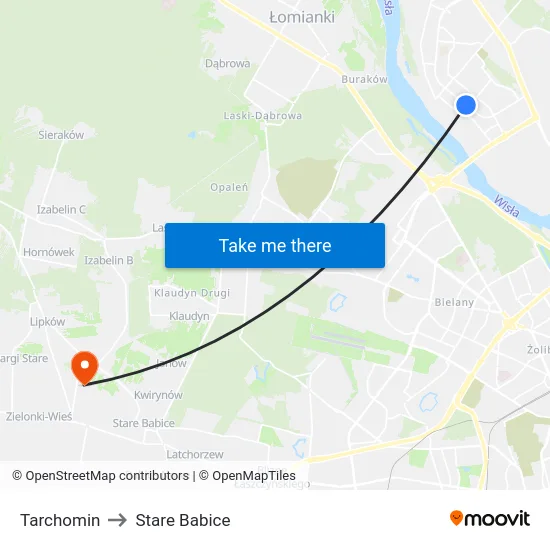 Tarchomin to Stare Babice map