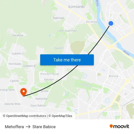 Mehoffera to Stare Babice map