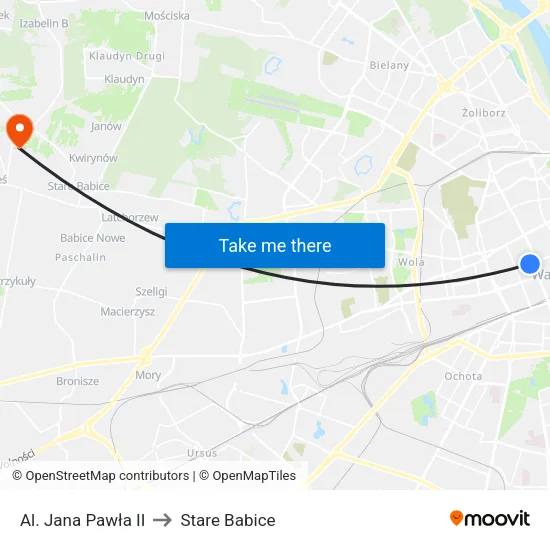 Al. Jana Pawła II to Stare Babice map