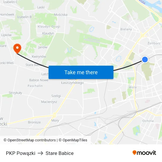 PKP Powązki to Stare Babice map