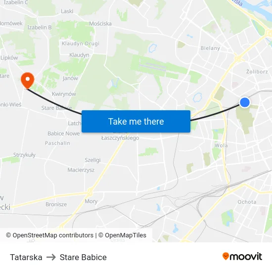 Tatarska to Stare Babice map