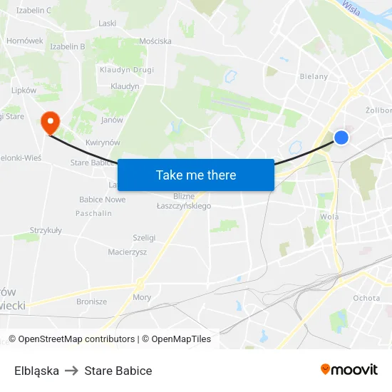 Elbląska to Stare Babice map