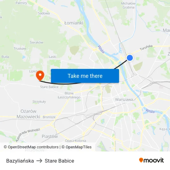 Bazyliańska to Stare Babice map