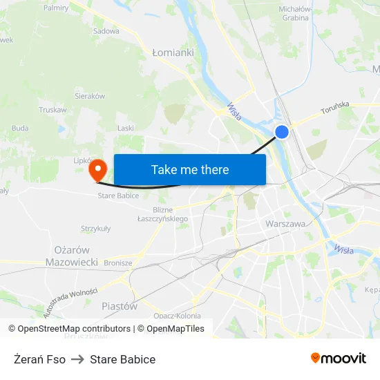 Żerań Fso to Stare Babice map