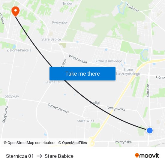 Sternicza 01 to Stare Babice map