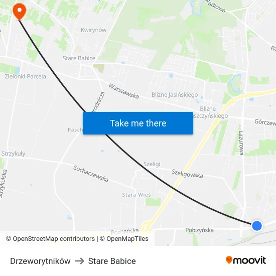 Drzeworytników to Stare Babice map
