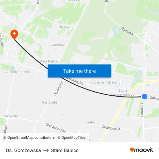 Os. Górczewska to Stare Babice map