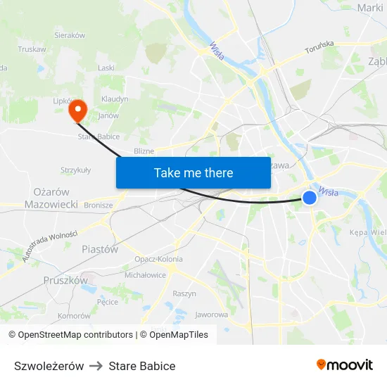 Szwoleżerów to Stare Babice map
