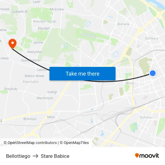 Bellottiego to Stare Babice map