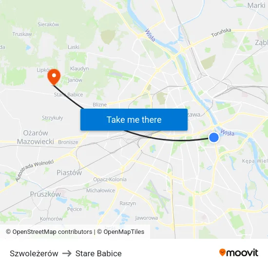 Szwoleżerów to Stare Babice map