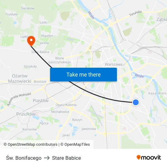 Św. Bonifacego to Stare Babice map