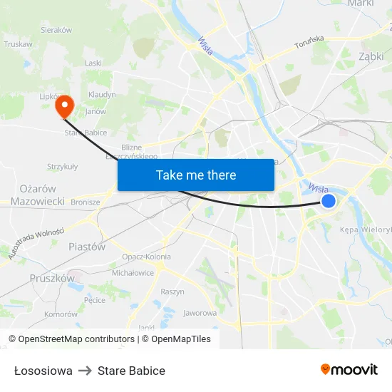 Łososiowa to Stare Babice map