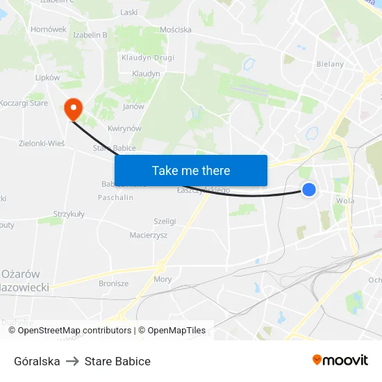 Góralska to Stare Babice map