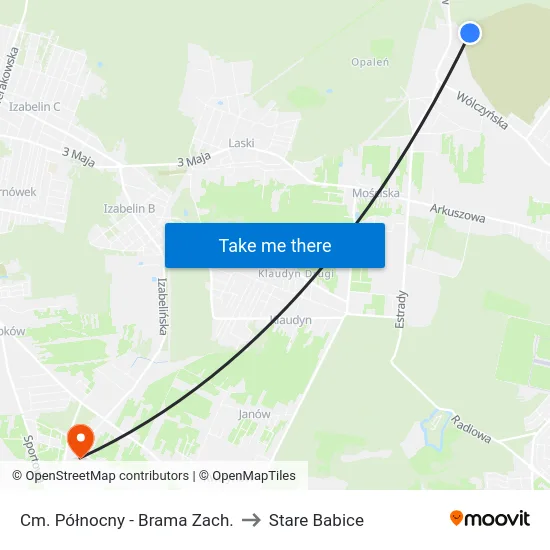 Cm. Północny - Brama Zach. to Stare Babice map