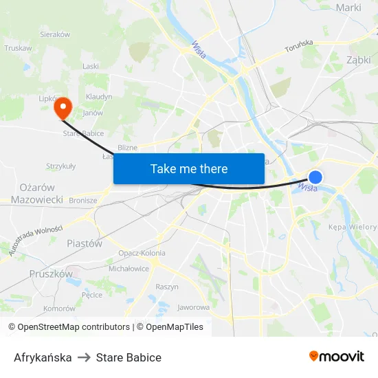 Afrykańska to Stare Babice map