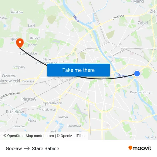 Gocław to Stare Babice map