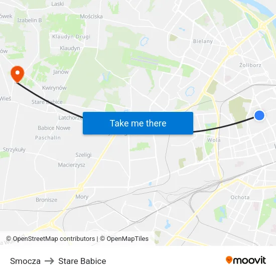Smocza to Stare Babice map