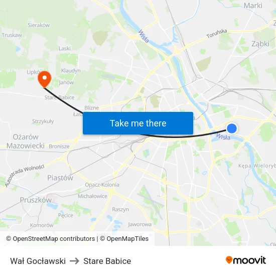 Wał Gocławski to Stare Babice map