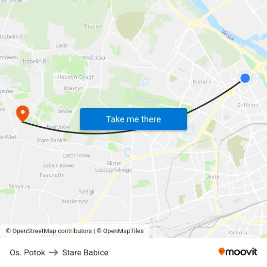 Os. Potok to Stare Babice map