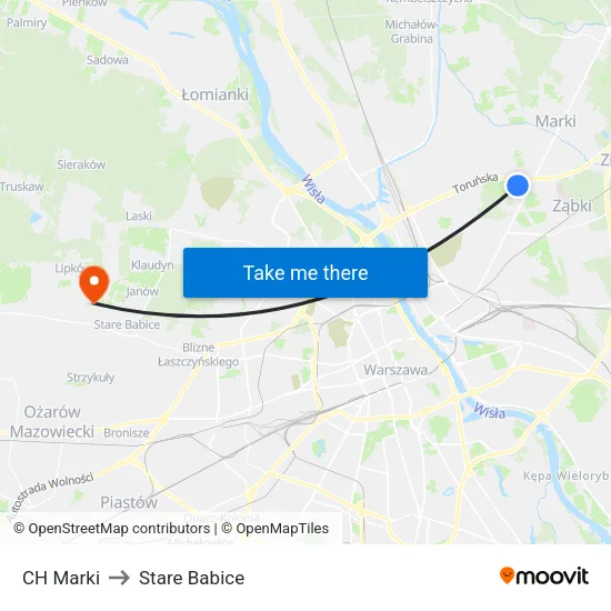 CH Marki to Stare Babice map