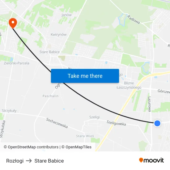 Rozłogi to Stare Babice map