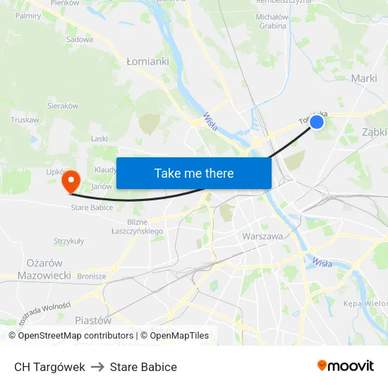 CH Targówek to Stare Babice map