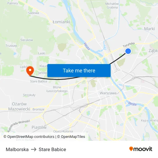 Malborska to Stare Babice map