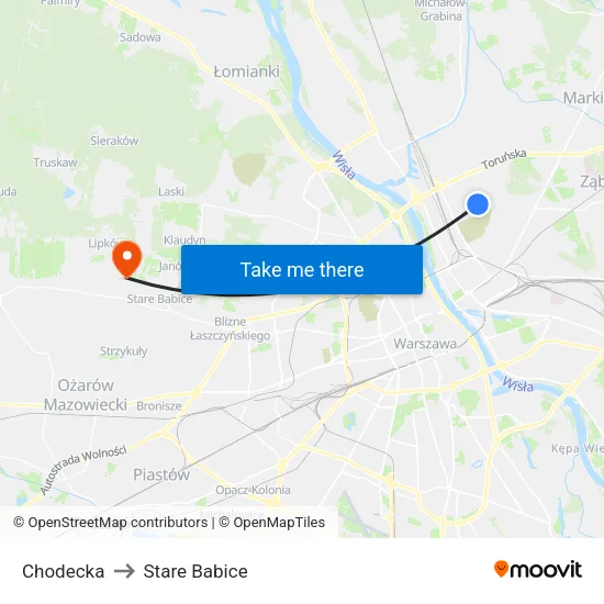 Chodecka to Stare Babice map