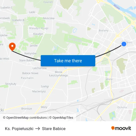 Ks. Popiełuszki to Stare Babice map