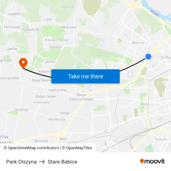 Park Olszyna to Stare Babice map