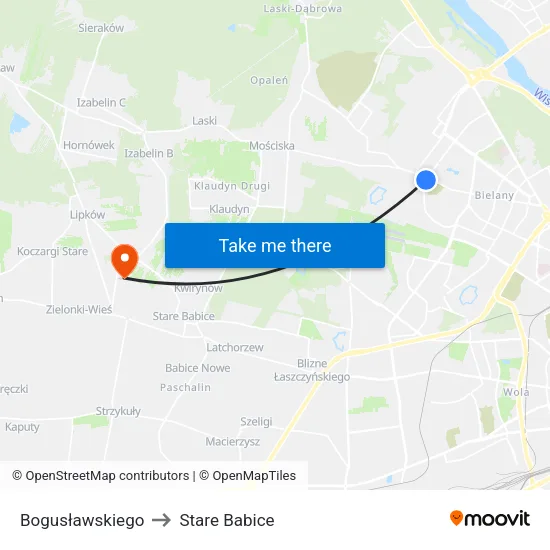 Bogusławskiego to Stare Babice map